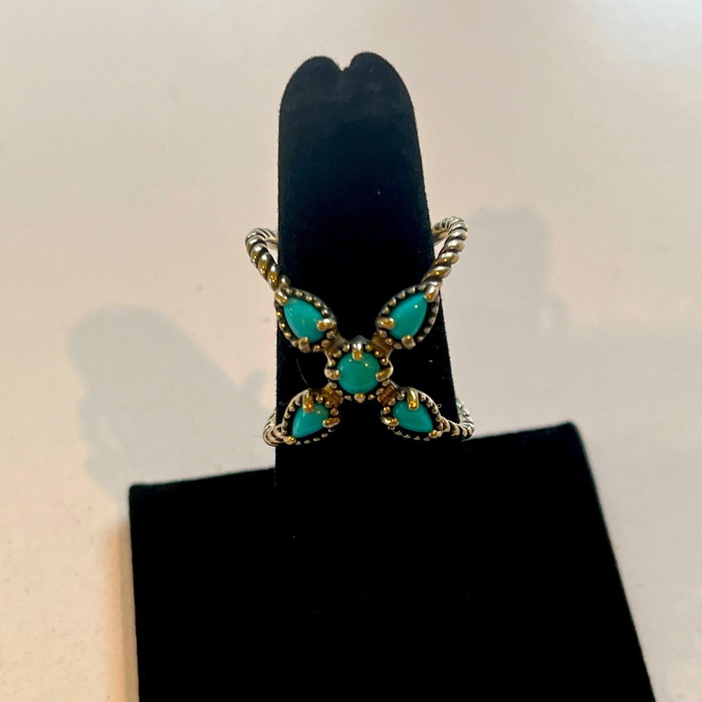 Turquoise and Sterling Silver XStyle Ring